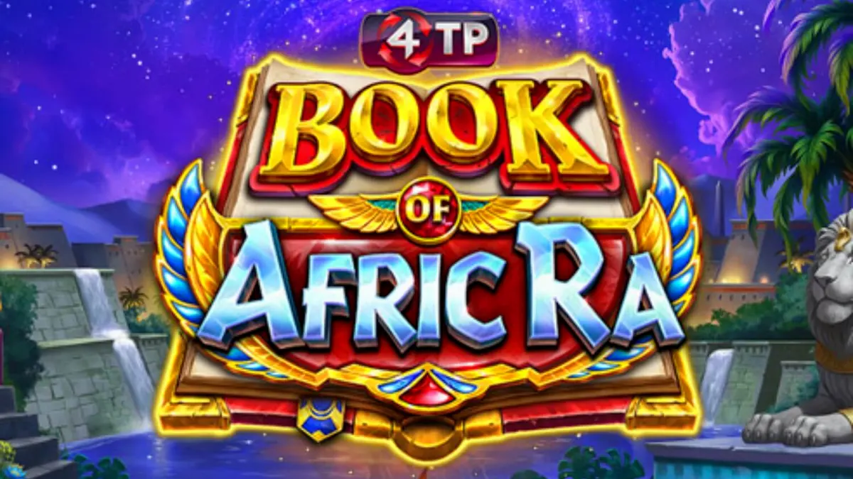 Tampilan visual slot 4TP Book of AfricRa dengan tema hewan Mesir Kuno